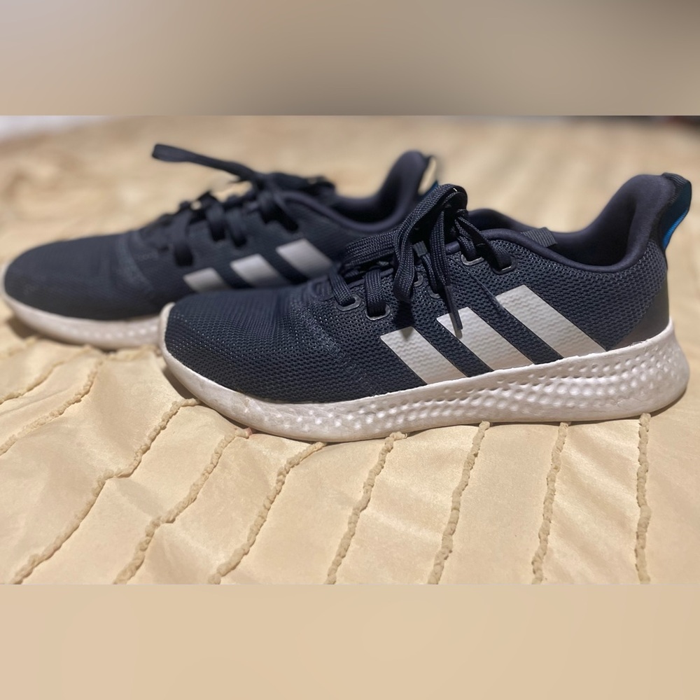 Adidas Black and White Sneakers with Mesh Upper